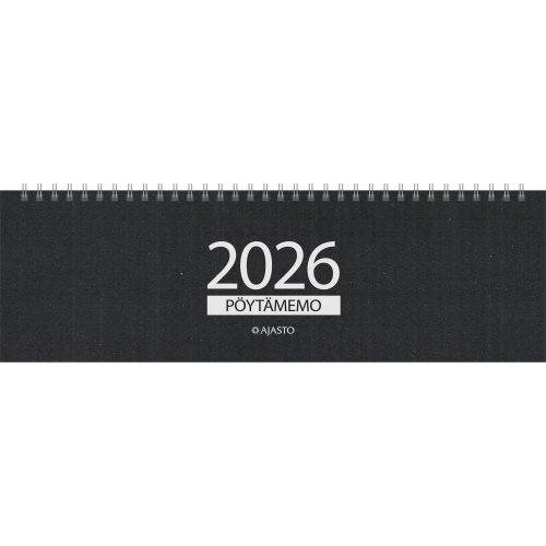 Pöytämemo 2026 Ajasto pöytäkalenteri musta 305 x 90 mm, hinta 12,31€