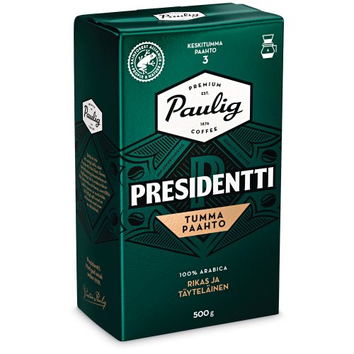 Presidentti Kahvi Paulig suodatinjauhatus tumma paahto 500g, hinta 14,98€