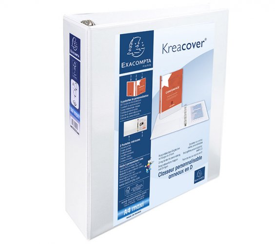 Projektikansio Exacompta PP A4/90 mm 4-renkainen valkoinen, hinta 5,35€