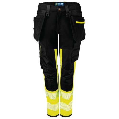 Projob 6543 high vis naisten riipputaskuhosut lk1 musta/keltainen c44, hinta 251,10€