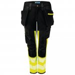 Projob 6543 high vis naisten riipputaskuhosut lk1 musta/keltainen c44