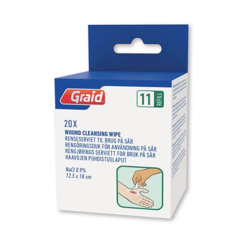 Puhdistusliina Graid haavan 12,5 x 18cm 20kpl, hinta 6,55€