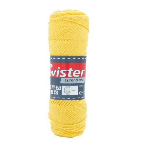 Puuvillalanka Twister Curly 8 50 g keltainen, hinta 2,18€