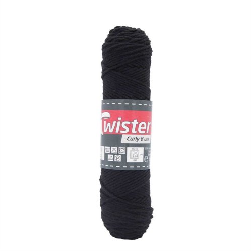 Puuvillalanka Twister Curly 8 50 g musta, hinta 2,18€