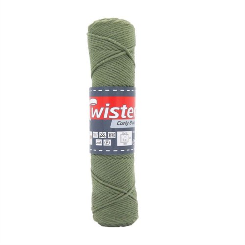 Puuvillalanka Twister Curly 8 50 g oliivinvihreä, hinta 2,18€