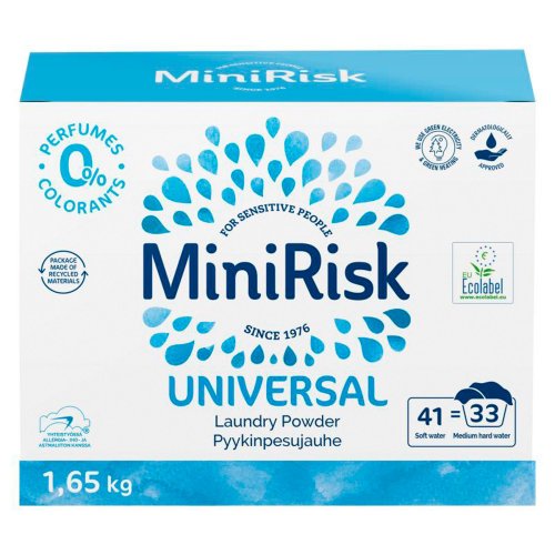 Pyykinpesujauhe Mini risk universal 1,65kg, hinta 15,20€