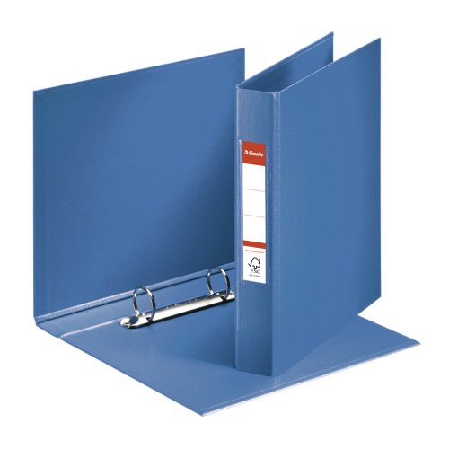 1082429 Rengaskansio sininen Esselte A5 25mm on laadukas ja kestävä 2-rengaskansio vaihdettavalla selkäetiketillä. Rengaskansion mekanismi on kestävä ja luja.