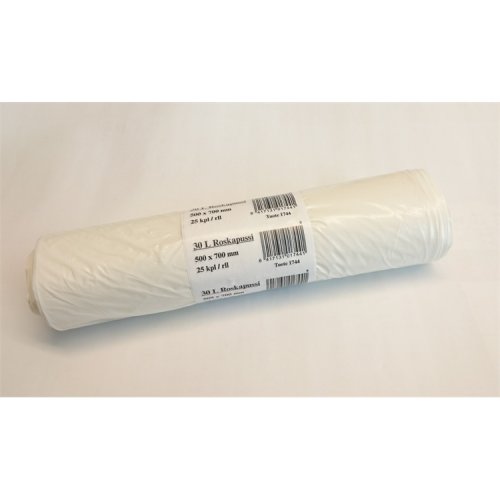 Roskapussi 30L valkoinen 30my 25 kpl, hinta 13,10€