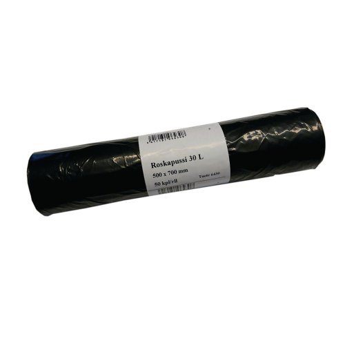 Roskapussi 500 x 700 x 0.02mm 30l musta 50kpl, hinta 3,75€