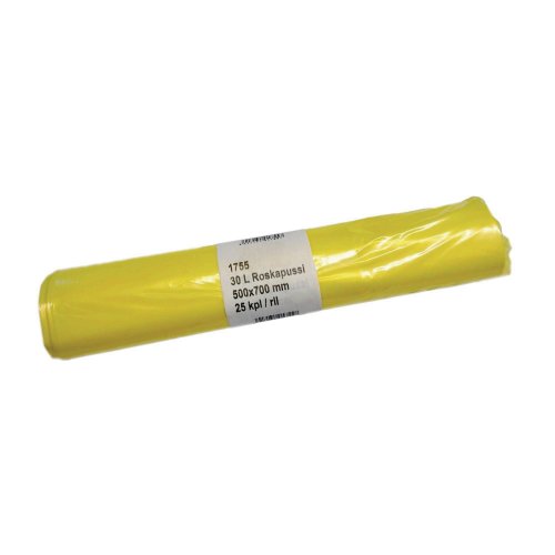 Roskapussi 500 x 700 x 0,03mm 30l keltainen 25kpl, hinta 7,74€