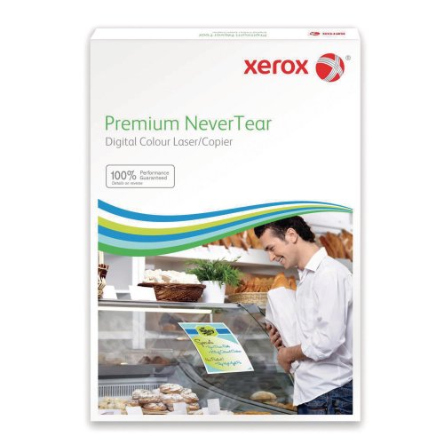 Säänkestävä kopiopaperi A4 Xerox Nevertear Premium 120mic on laadukas synteettinen säänkestävä A4 paperi, Nevertear erikoispaperin mattapinta kestää myös mekaanista kulutusta ja se sopii lasertulostimiin, säänkestävän paperin toimitus parissa päivässä