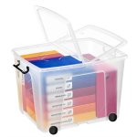 Säilytyslaatikko kannellinen + pyörät CEP Strata 75L kirkas