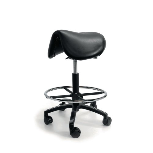 Satulatuoli Soft nahka jalkatukirenkaalla musta, hinta 360,26€