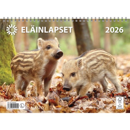 Seinäkalenteri 2026 Ajasto eläinlapset 290 x 420mm, hinta 27,19€