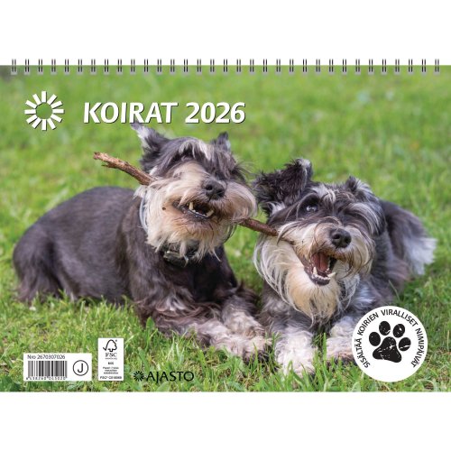 Seinäkalenteri 2026 Ajasto koirat 290 x 420mm, hinta 27,26€