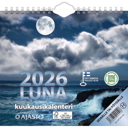 Seinäkalenteri 2026 Ajasto luna 200 x 180mm, hinta 12,76€