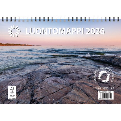 Seinäkalenteri 2026 Ajasto luontomappi 250 x 352mm, hinta 15,77€