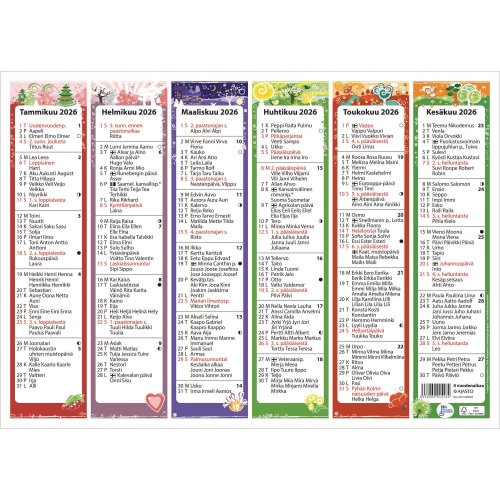 Seinäkalenteri 2026 Ajasto neljä vuodenaikaa 490 x 350mm, hinta 11,57€