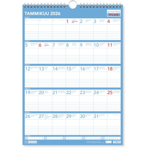 Seinäkalenteri 2026 Cc 5206 protime plan 300 x 400mm, hinta 12,65€
