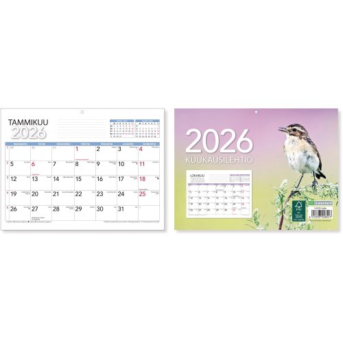 Seinäkalenteri 2026 Cc 5406 kuukausilehtiö 210 x 156mm, hinta 5,37€