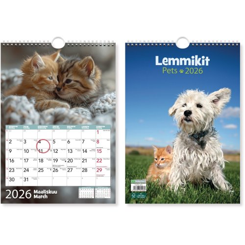 Seinäkalenteri 2026 Cc 5676 lemmikit 232 x 325mm, hinta 13,60€