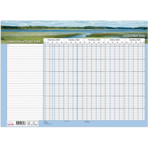 Seinäkalenteri 2026 Lomasuunnitelma Plan, hinta 2,11€