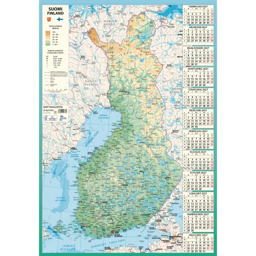 Seinäkalenteri 2027 Ajasto karttakalenteri 590 x 850mm, hinta 5,57€