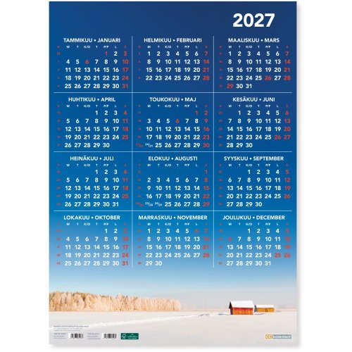 Seinäkalenteri 2027 Cc 6507 vuosijuliste 520 x 720 mm, hinta 1,52€