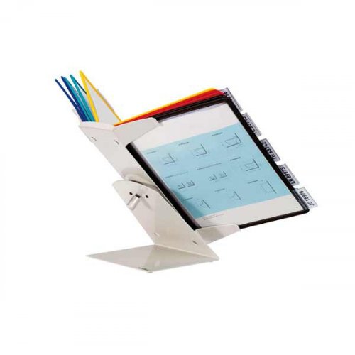 3779977 Selailuteline Durable Vario System Pro valkoinen laadukas pöydälle ja seinälle kiinnitettävä teline esimerkiksi ohjeille ja esitteille. Toimitamme pöytätelineet pikaisesti toimipaikallenne vain parissa päivässä.