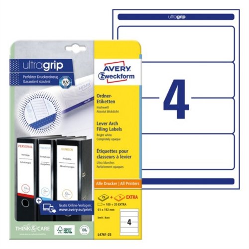 Selkäetiketti Avery L4761-25 61 x 192 mm /120, hinta 30,08€