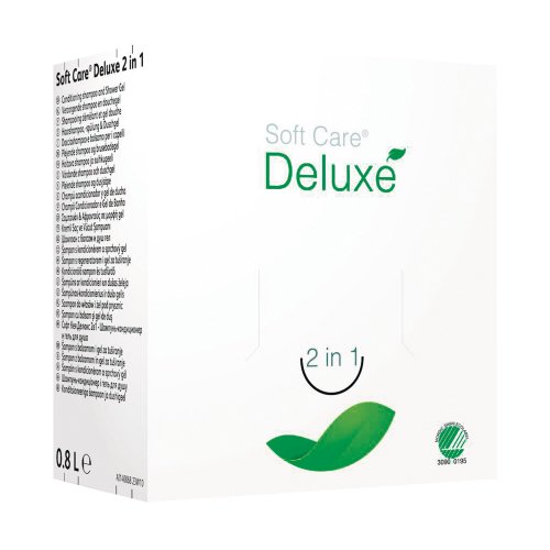 Shampoo Soft care deluxe 2in1 hoitava ja suihkugeeli 800ml, hinta 31,40€