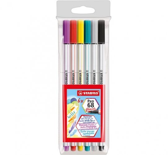 Sivellinkynä Stabilo Pen 68 Brush värilajitelma /6, hinta 6,66€