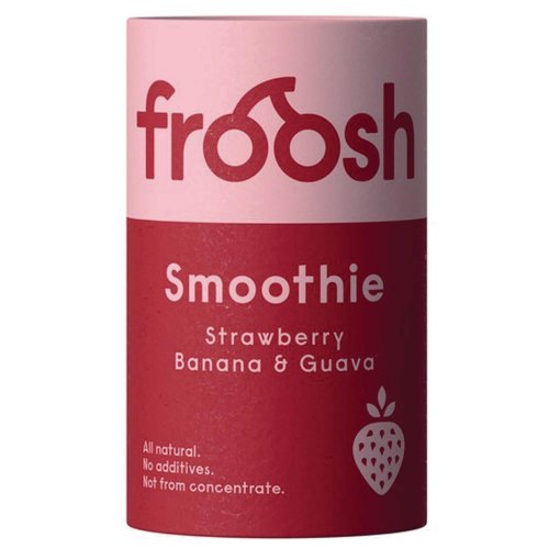 Smoothie Froosh shorty mansikka-banaani-guava 150ml, 1 kpl=12 purkkia, hinta 29,84€