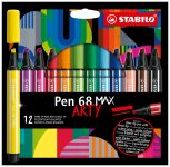 Kuitukärkikynä STABILO Pen 68 MAX Arty värilajitelma /12