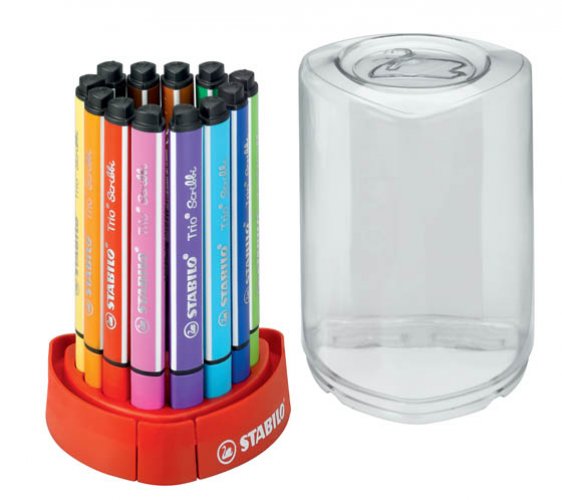 Huopakynä STABILO Trio Scribbi värilajitelma + teline /12, hinta 17,13€