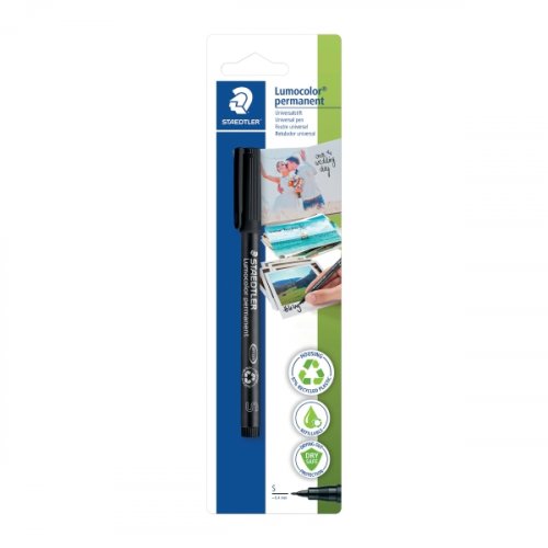 Huopakynä Staedtler lumocolor , viivan leveys 0,4 mm, musta, pysyvämusteinen, hinta 3,48€