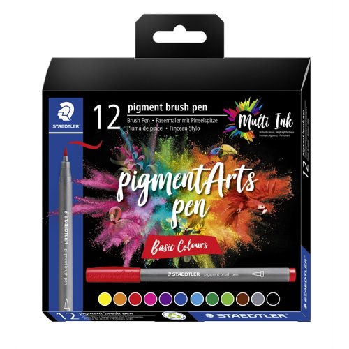 Staedtler Pigment Brush Pen 371 kirkkaat värit /12, hinta 60,90€