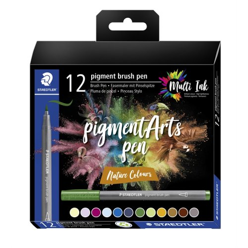 Staedtler Pigment Brush Pen 371 murretut värit /12, hinta 59,83€
