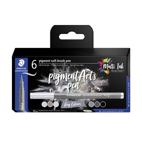 Staedtler Pigment Brush Pen 372 harmaat /6, hinta 29,84€