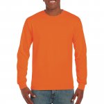 T-paita Gildan ultra cotton pitkähihainen neonoranssi l