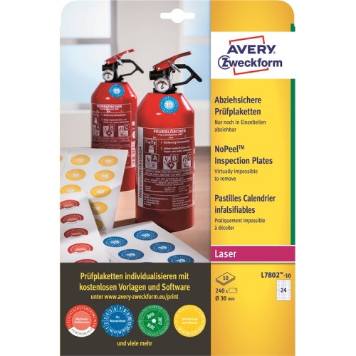 Tarkastustarra Avery No-Peel L7802-10 ø 30 mm /240, hinta 58,81€