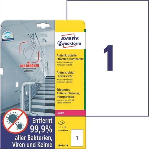 Tarra Antibakteerinen Avery L8011-10 210 x 297 mm kirkas /10, hinta 22,78€