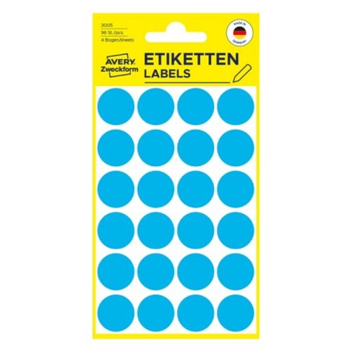 Tarra Avery 3005 ø 18 mm pyöreä sininen /96, hinta 1,14€