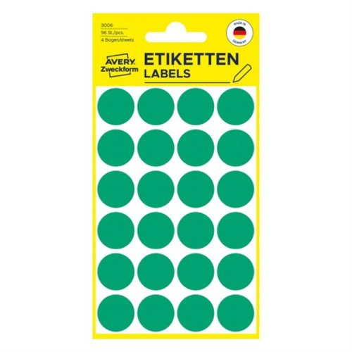 Tarra Avery 3006 ø 18 mm pyöreä vihreä /96, hinta 1,14€