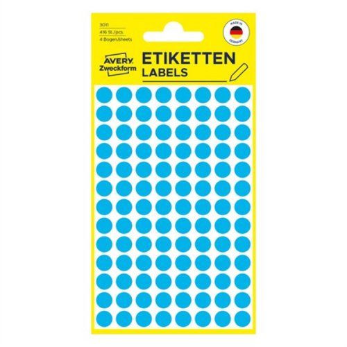Tarra Avery 3011 ø 8 mm pyöreä sininen /416, hinta 1,55€