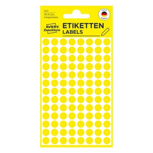 Tarra Avery 3013 ø 8 mm pyöreä keltainen /416, hinta 1,55€