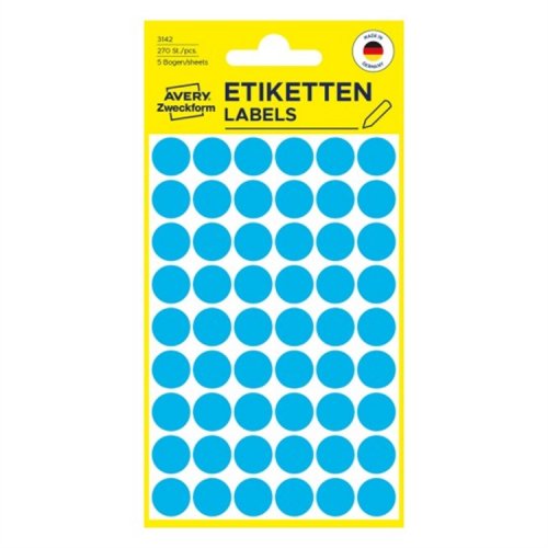 Tarra Avery 3142 ø 12 mm pyöreä sininen /270, hinta 1,14€