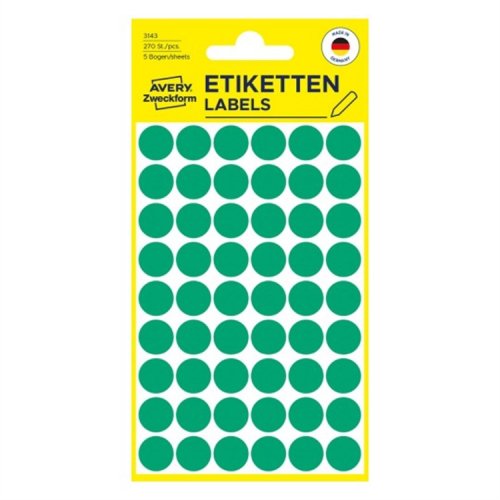 Tarra Avery 3143 ø 12 mm pyöreä vihreä /270, hinta 1,14€