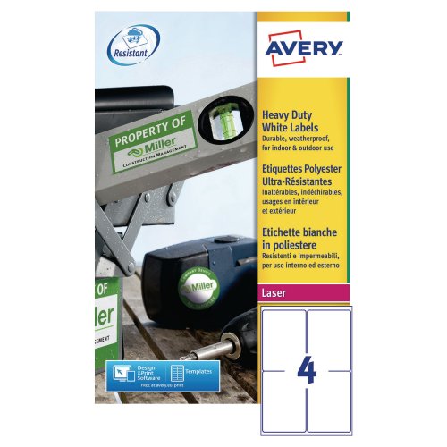 Tarra Avery l4774 heavy duty 99,1 x 139mm 4-osainen valkoinen 80kpl, hinta 43,33€
