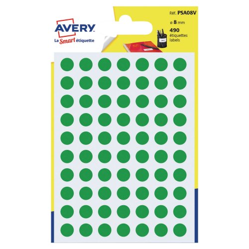 Tarra Avery psa08v pyöreä 8mm vihreä 490kpl, hinta 2,06€
